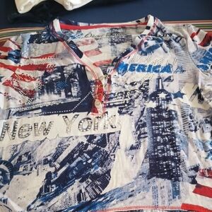 Women's Short Sleeve Tee - Blue and Red